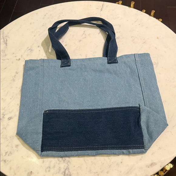 Bloomingdale's Blue Denim Tote with Pocket - Picture 4 of 7